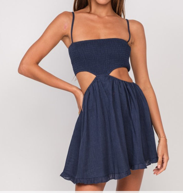 Nora Navy Blue Cut-Out Mini Dress
