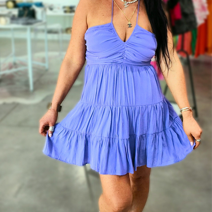 Millie Tiered Halter Mini Dress - Diva Dolls Boutique
