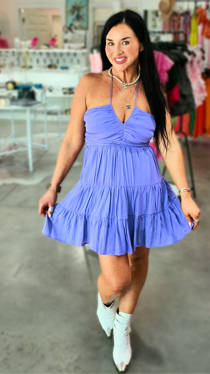 Millie Tiered Halter Mini Dress - Diva Dolls Boutique