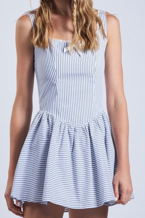 Blue Skies Striped Mini Dress - Diva Dolls Boutique