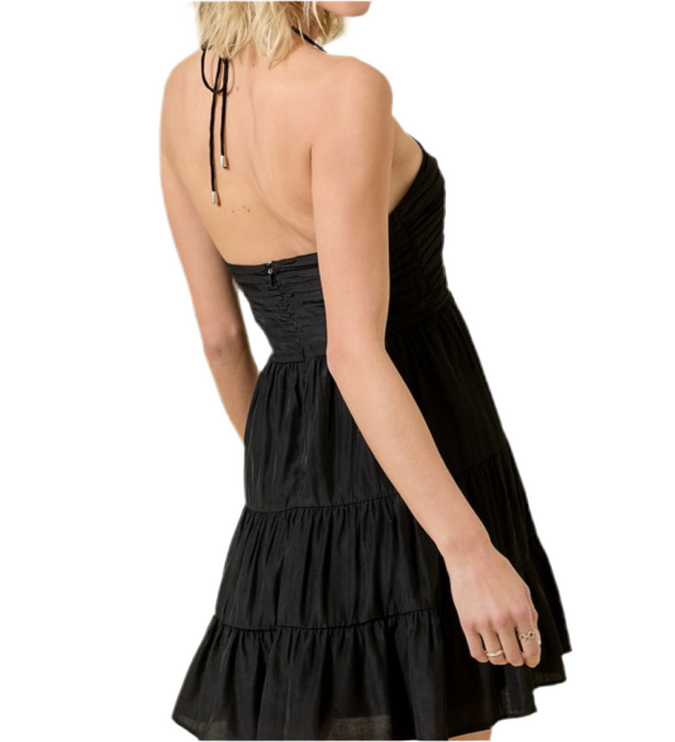 Millie Tiered Halter Mini Dress - Diva Dolls Boutique