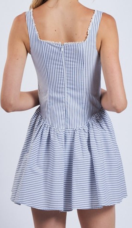 Blue Skies Striped Mini Dress - Diva Dolls Boutique