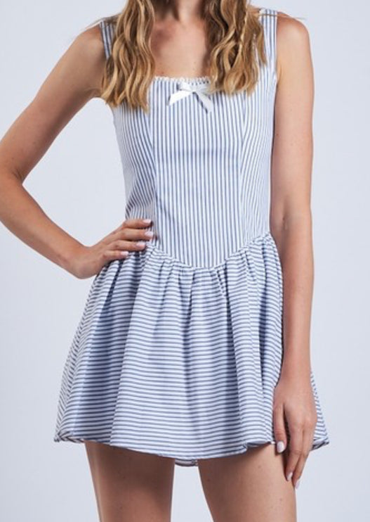 Blue Skies Striped Mini Dress - Diva Dolls Boutique