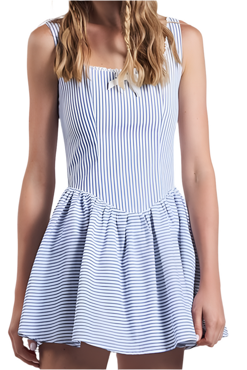 Blue Skies Striped Mini Dress - Diva Dolls Boutique