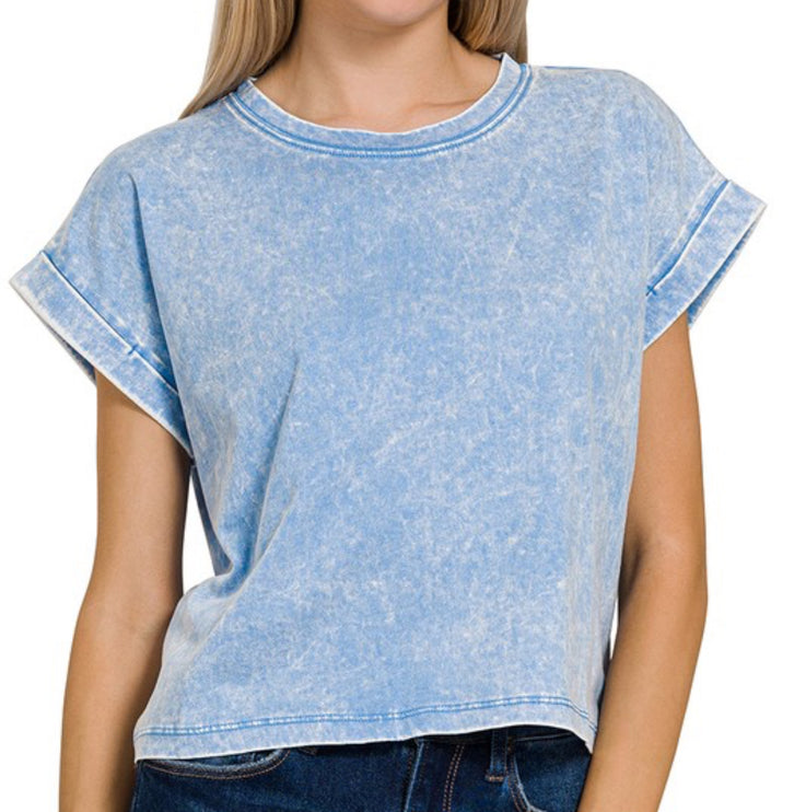 Wentzel Washed Cotton Cuffed Sleeve T-Shirt