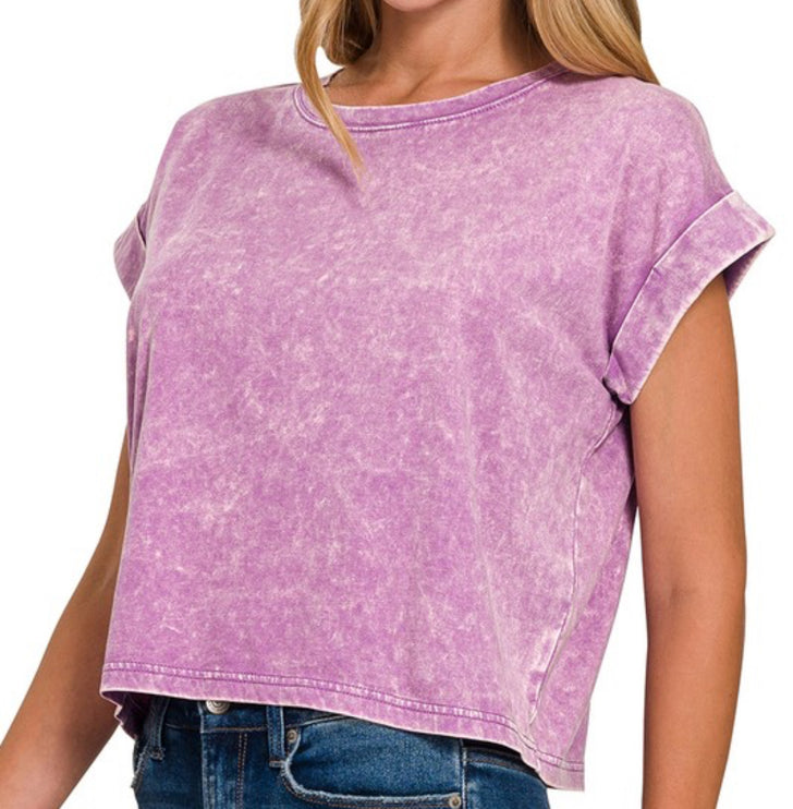 Wentzel Washed Cotton Cuffed Sleeve T-Shirt