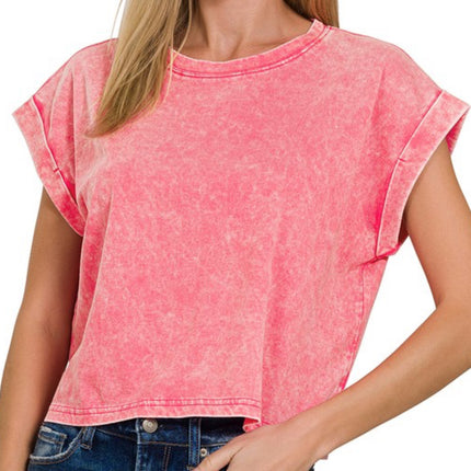 Wentzel Washed Cotton Cuffed Sleeve T-Shirt