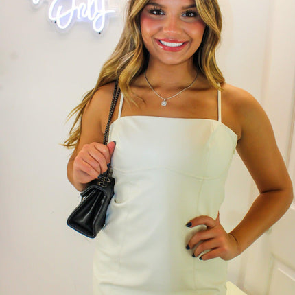 White Vegan Leather Dress