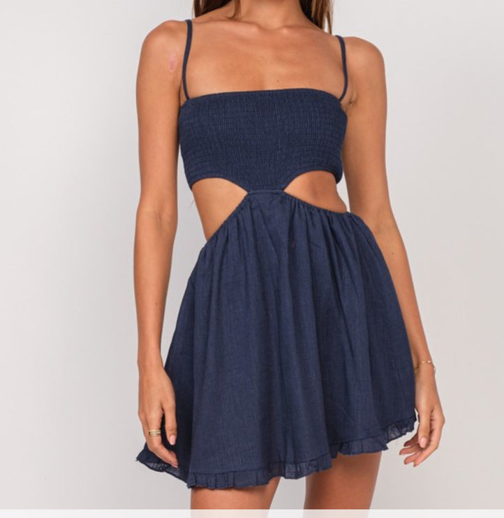 Nora Navy Blue Cut-Out Mini Dress